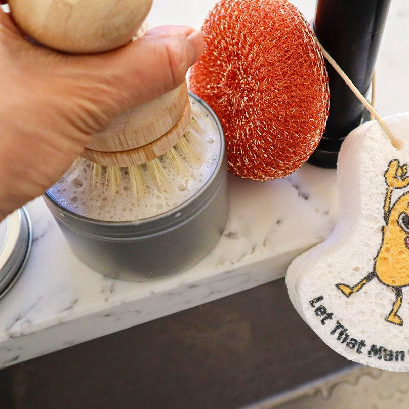 Refillable Sisal Dish Hand Brush with Free Refill-3