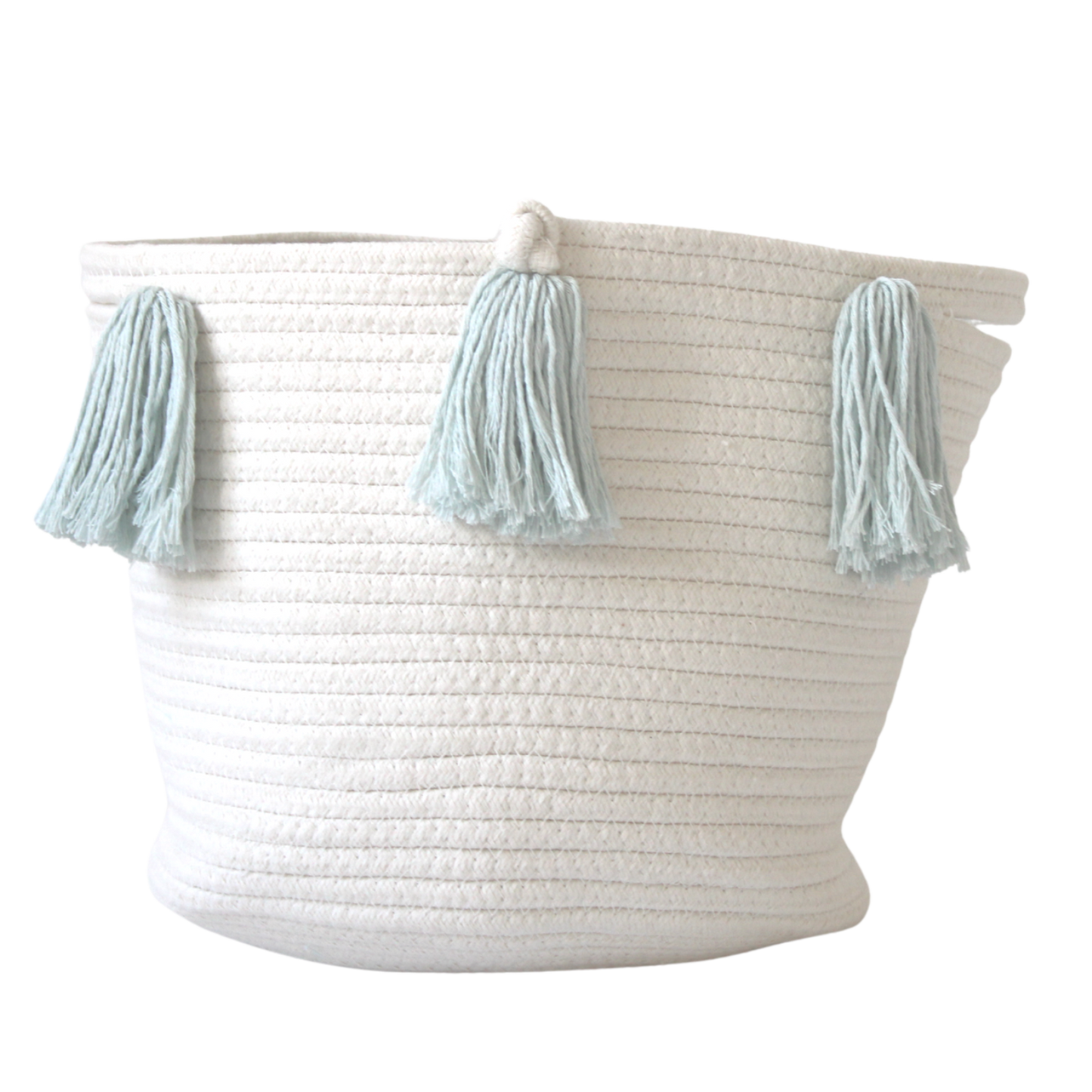 Light Blue Tassel Basket - Medium