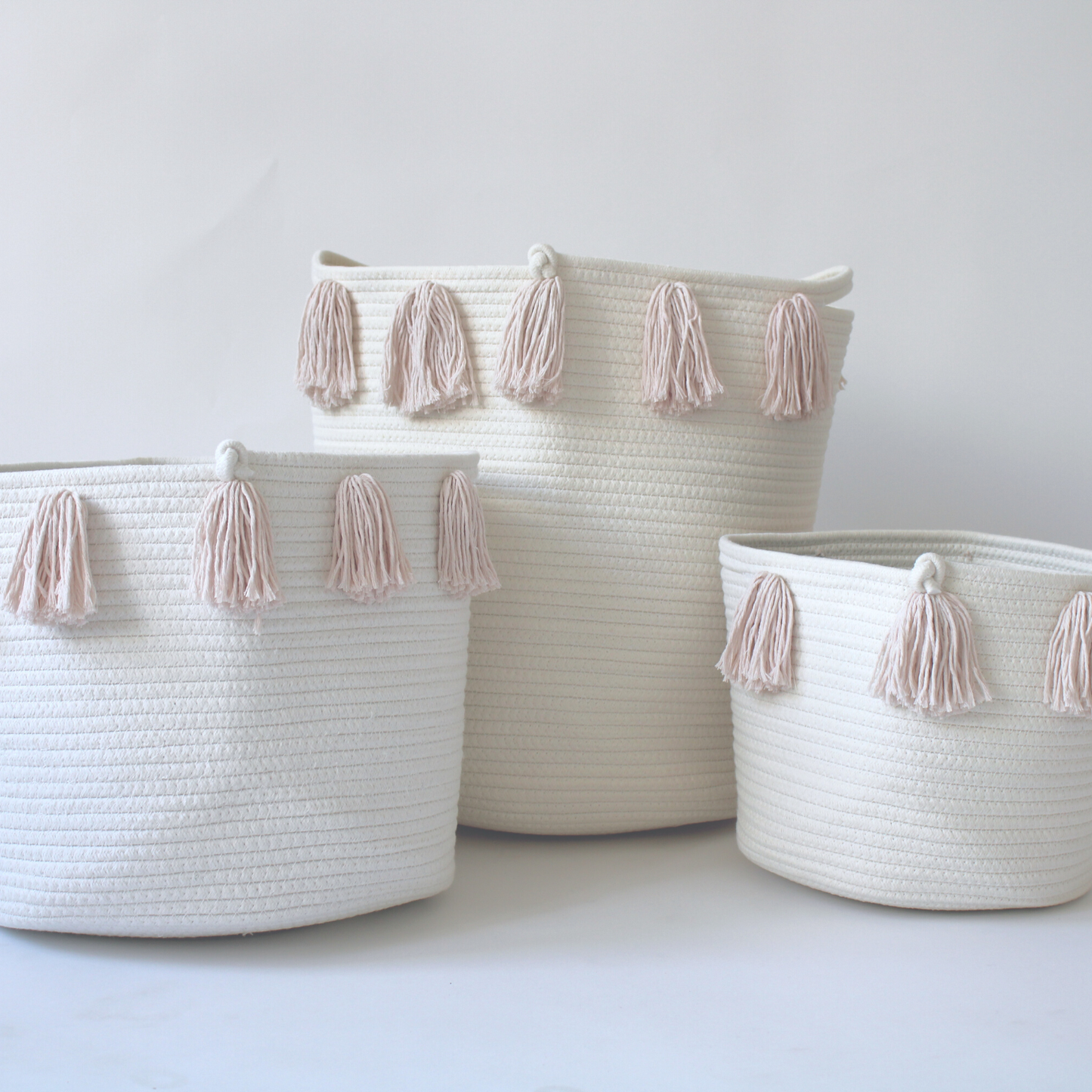 Blush Tassel Basket - Medium