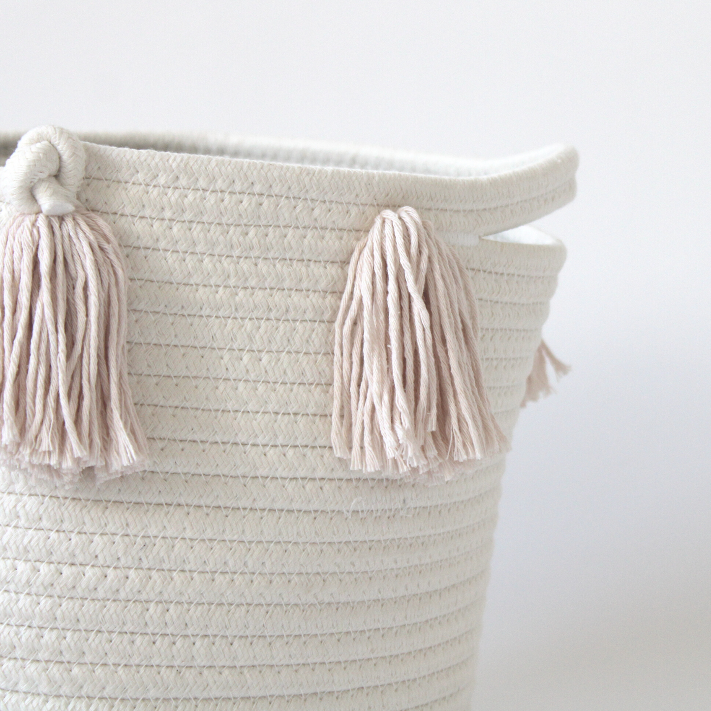 Blush Tassel Basket - Medium