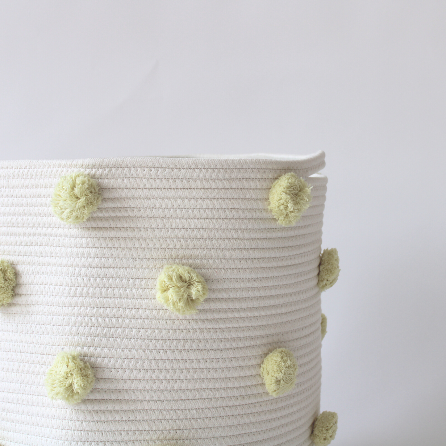 Buttercream Pom Laundry Basket