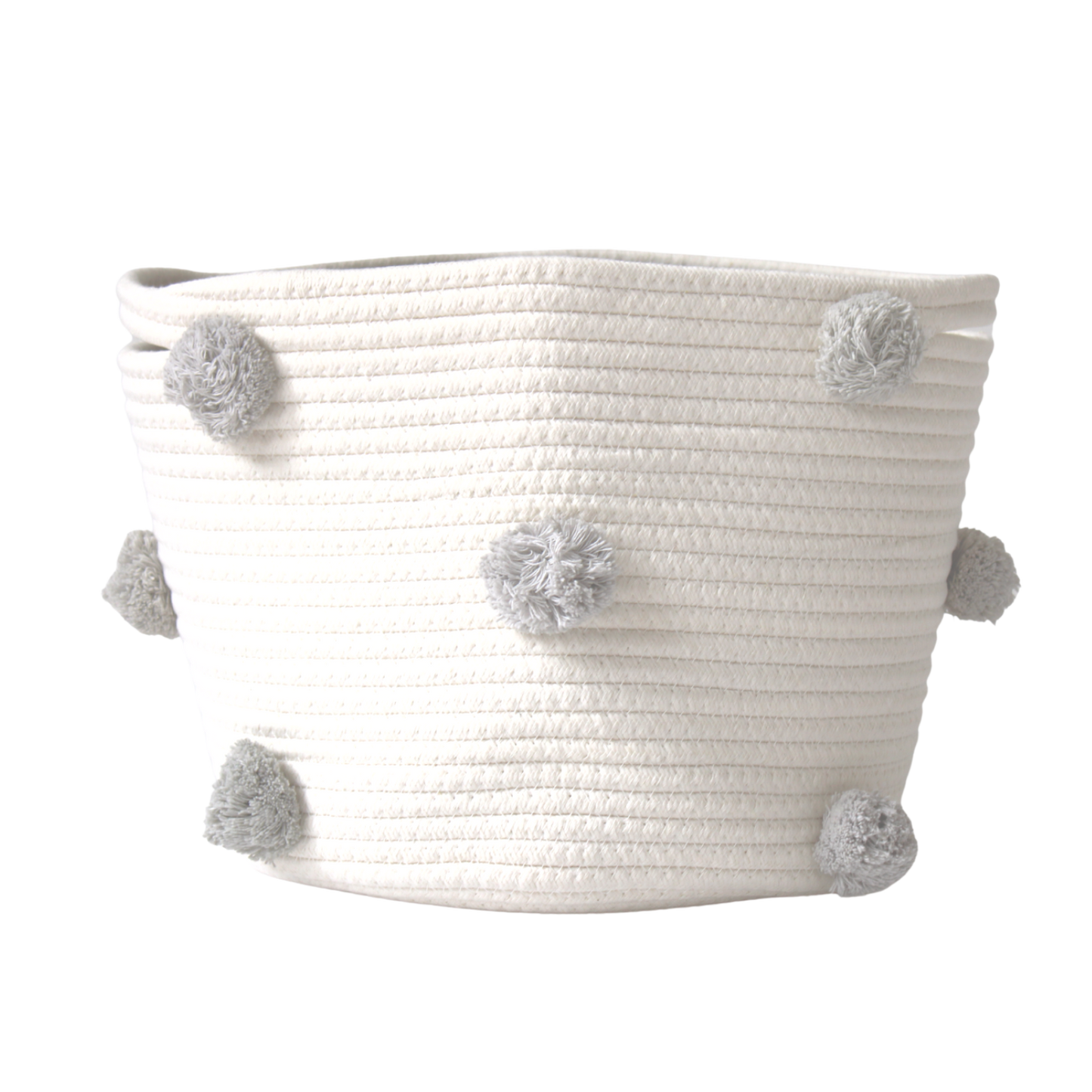 Grey Pom Basket - Medium