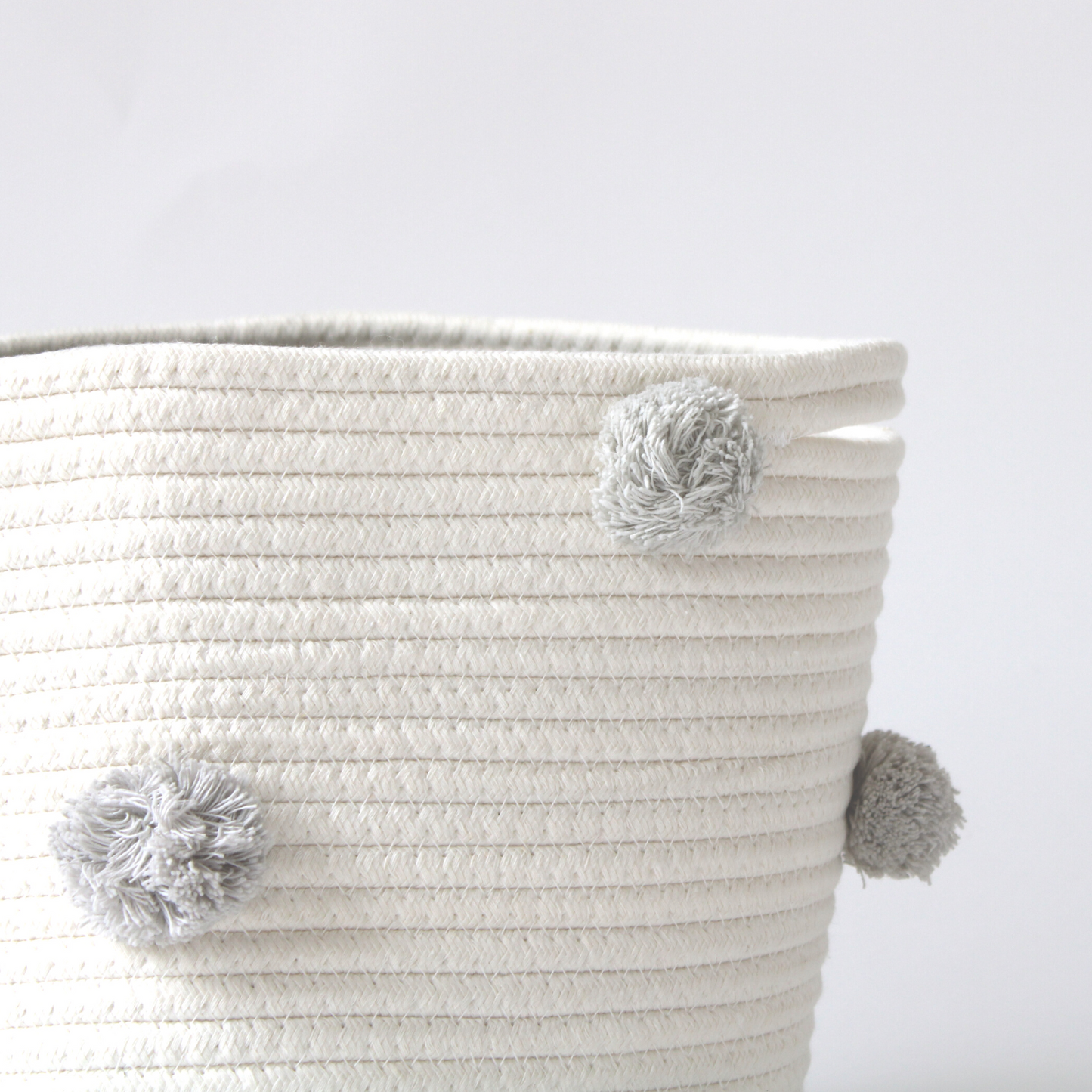 Grey Pom Basket - Medium