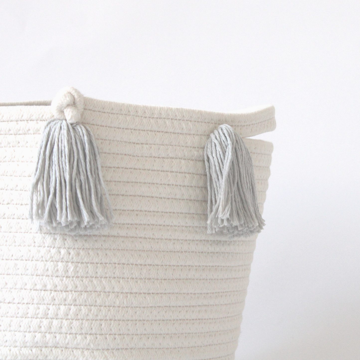 Grey Tassel Basket - Medium