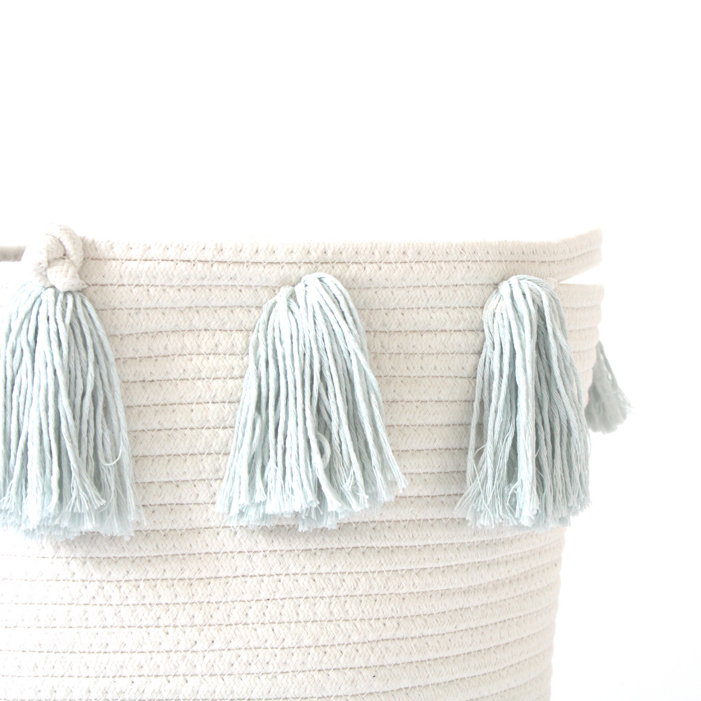 Light Blue Tassel Basket - Large