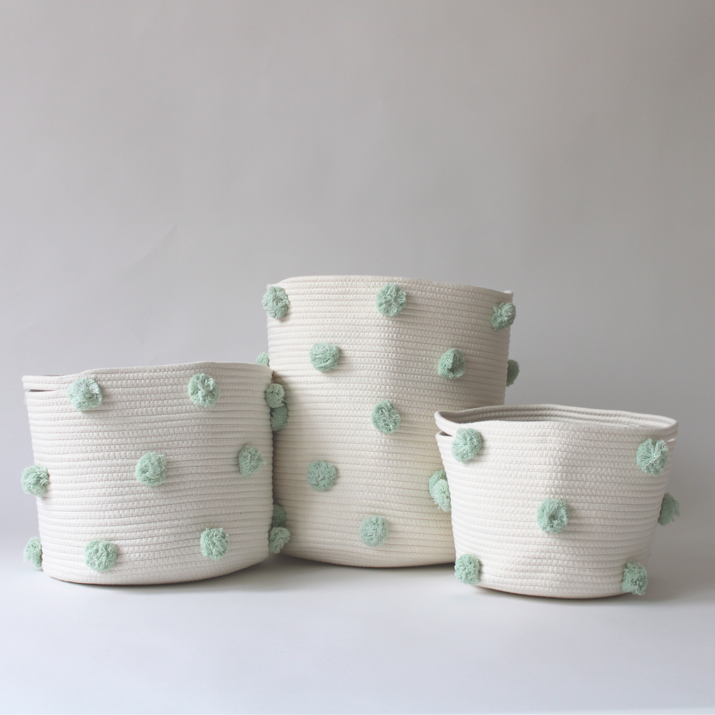 Mint Pom Basket - Medium