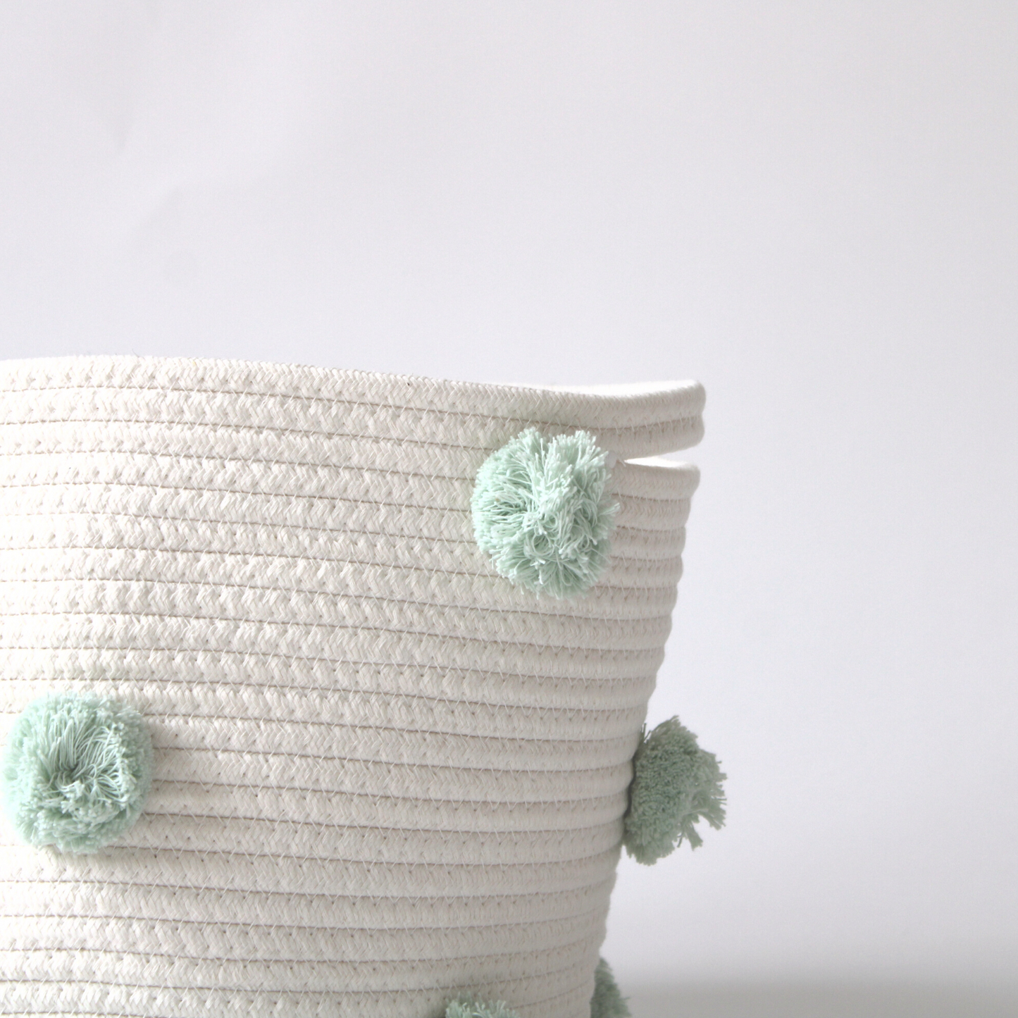 Mint Pom Basket - Medium