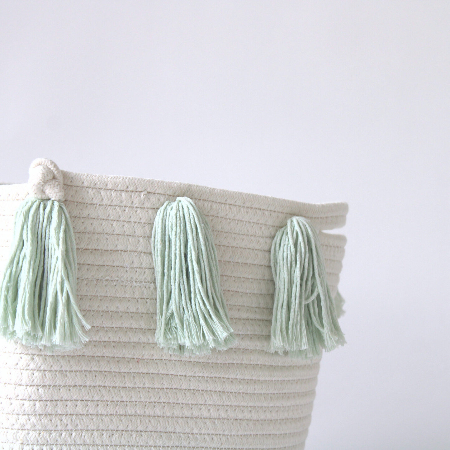 Mint Tassel Basket - Large