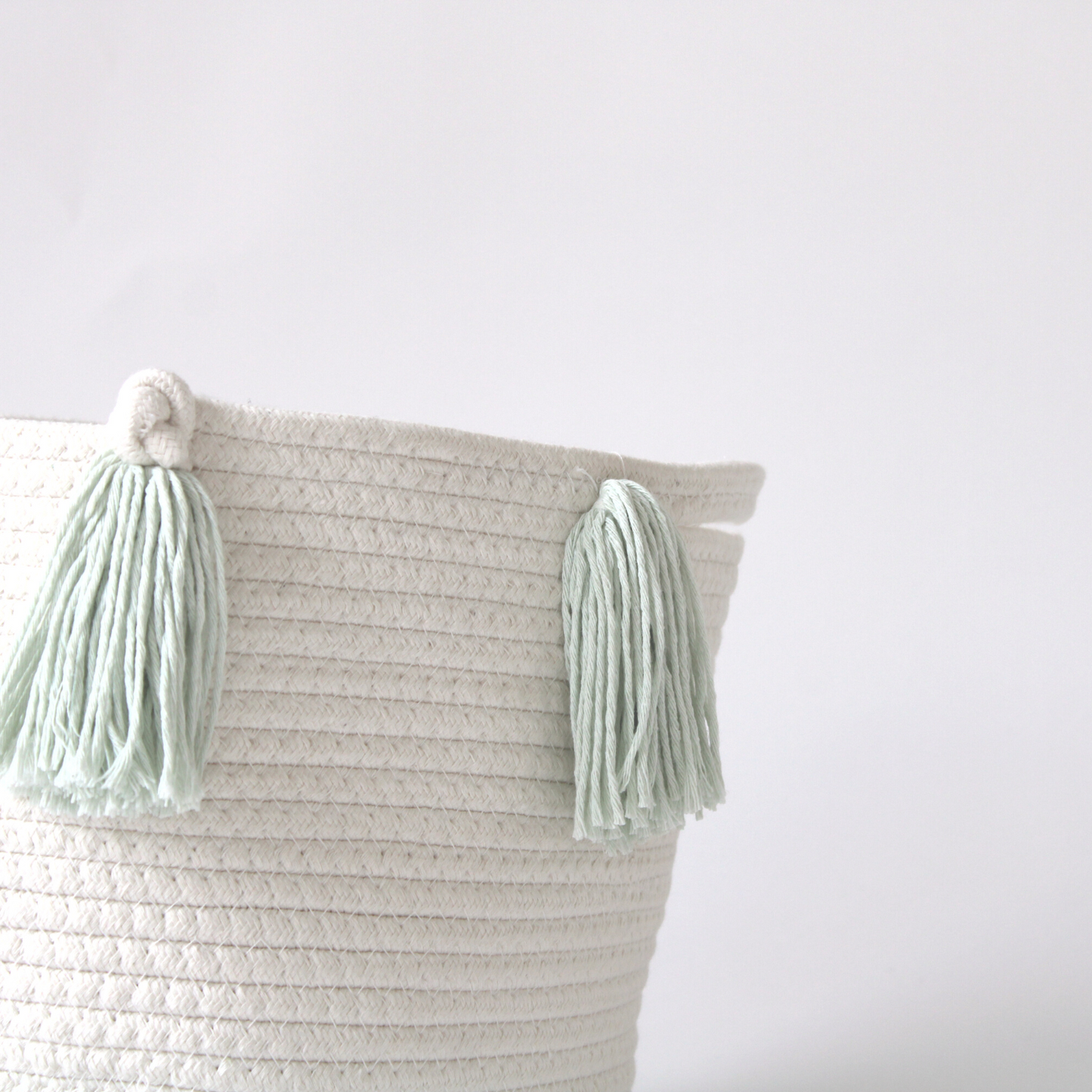 Mint Tassel Basket - Medium