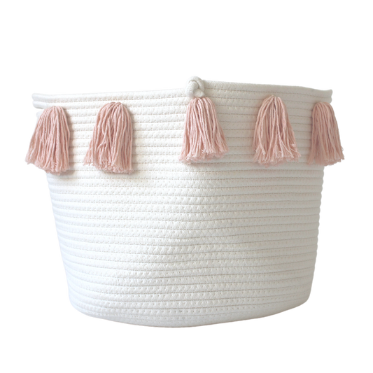 Peach Tassel Basket - Large