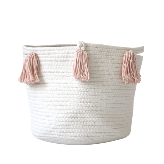 Peach Tassel Basket - Medium