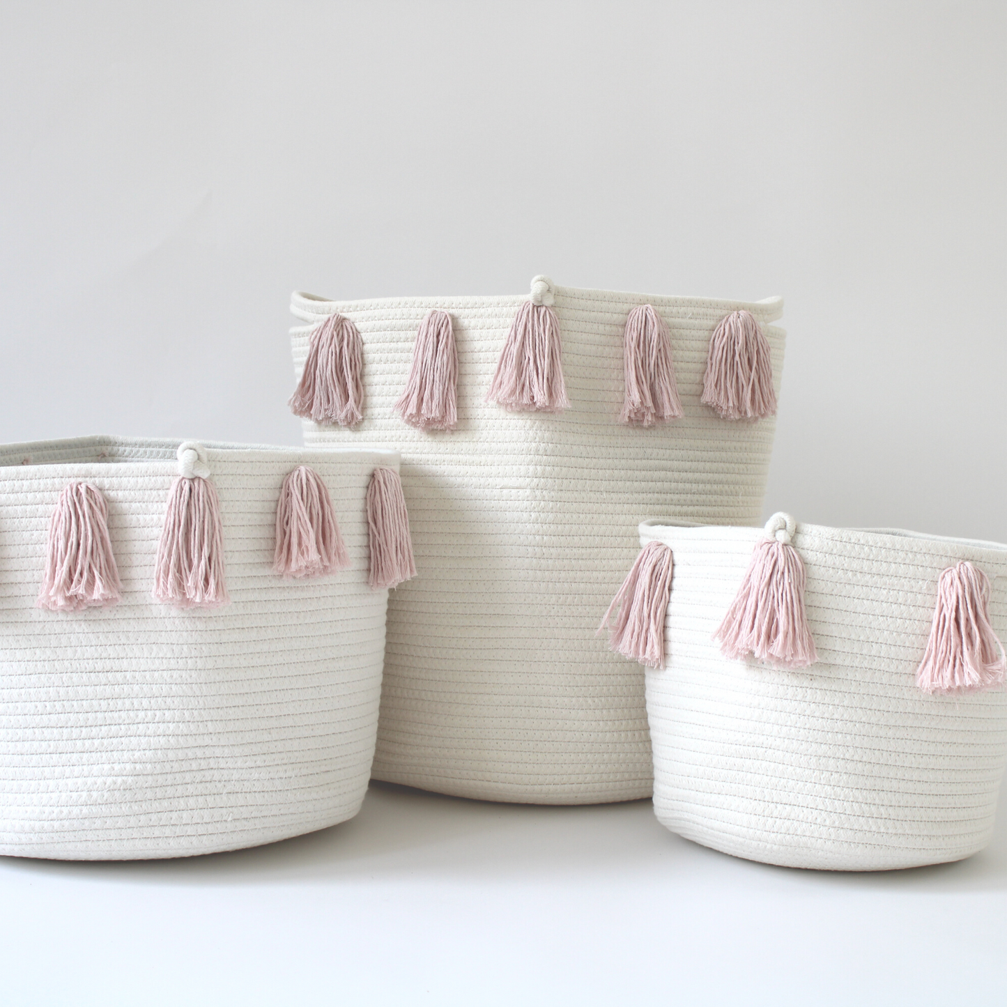 Rose Pink Tassel Basket - Large