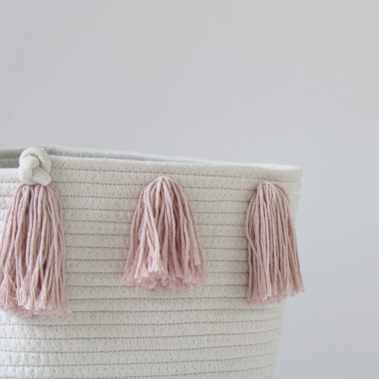 Rose Pink Tassel Basket - Large