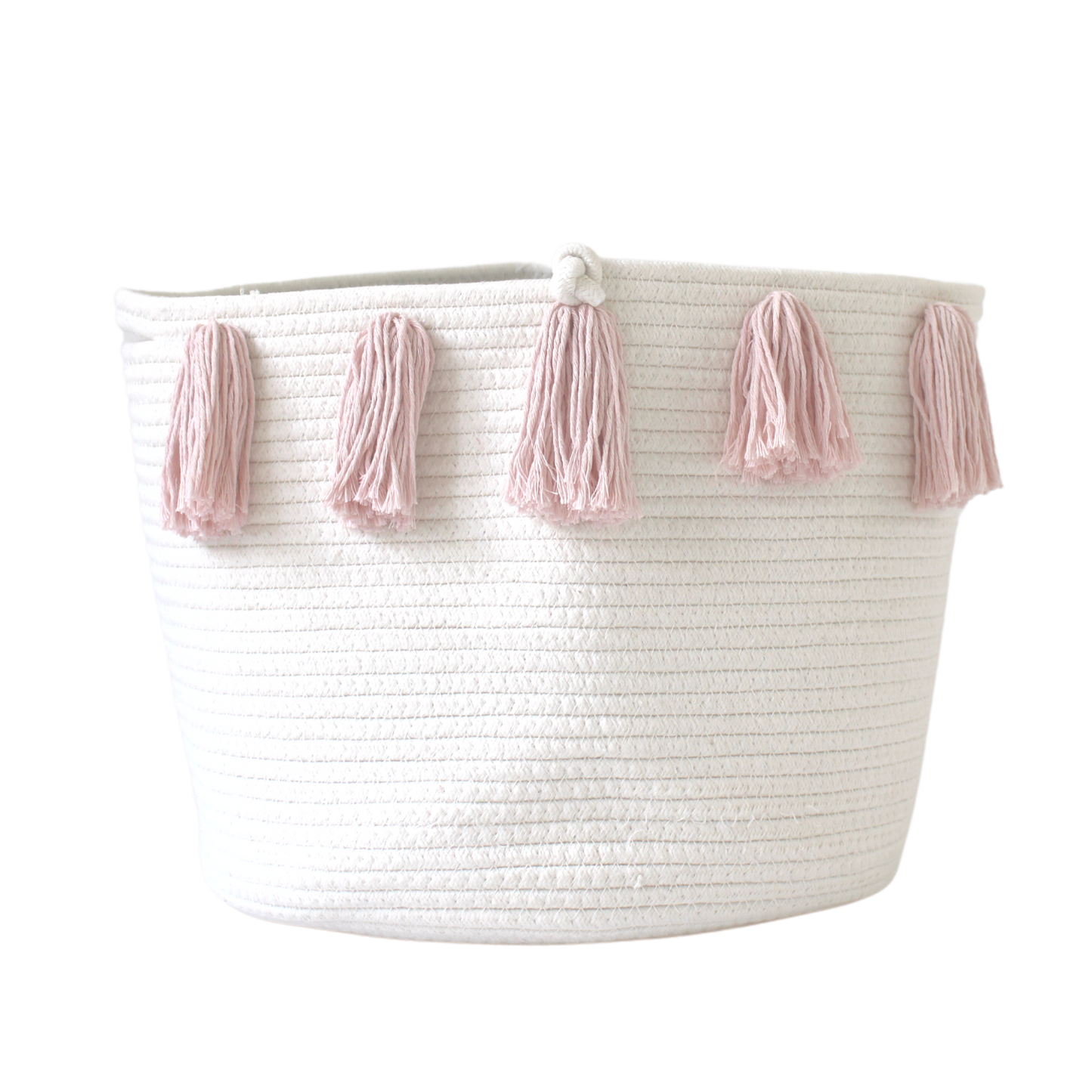 Rose Pink Tassel Basket - Large