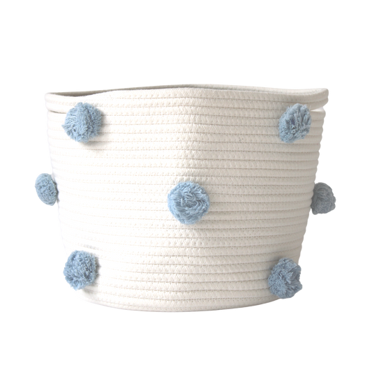 Sky Blue Pom Basket - Medium