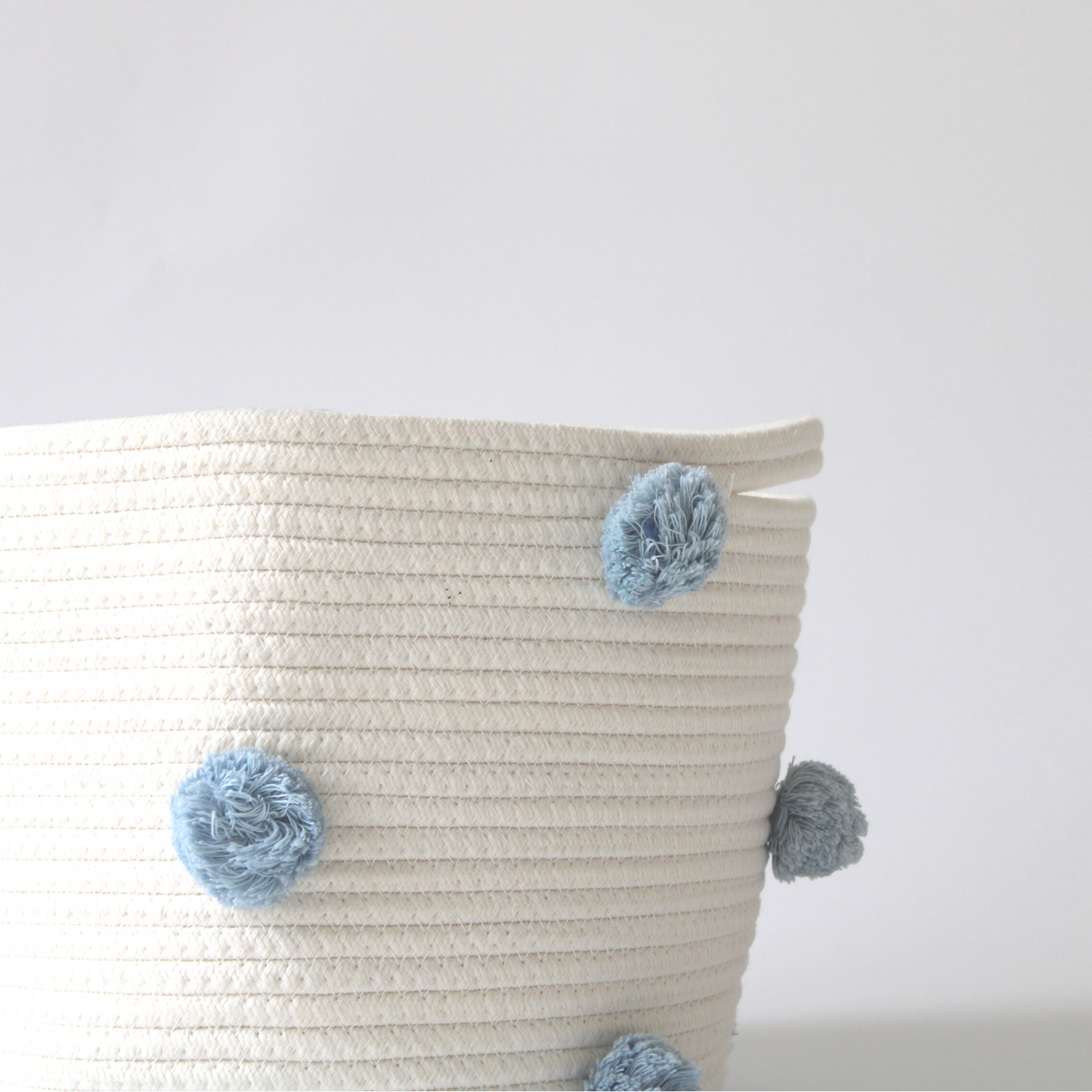 Sky Blue Pom Basket - Medium