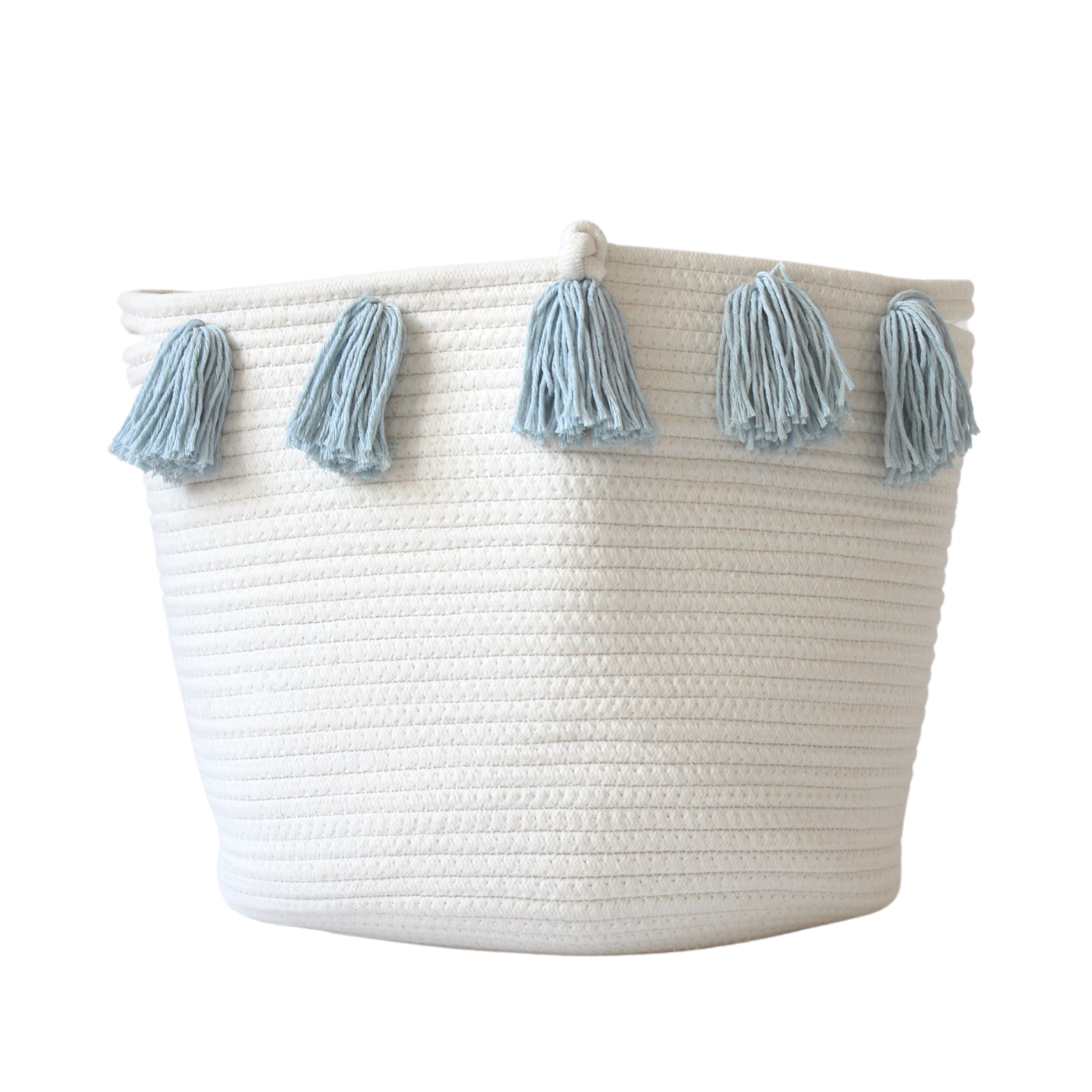 Sky Blue Tassel Basket - Large