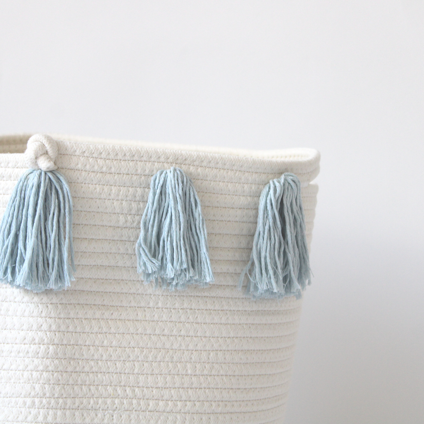 Sky Blue Tassel Basket - Large