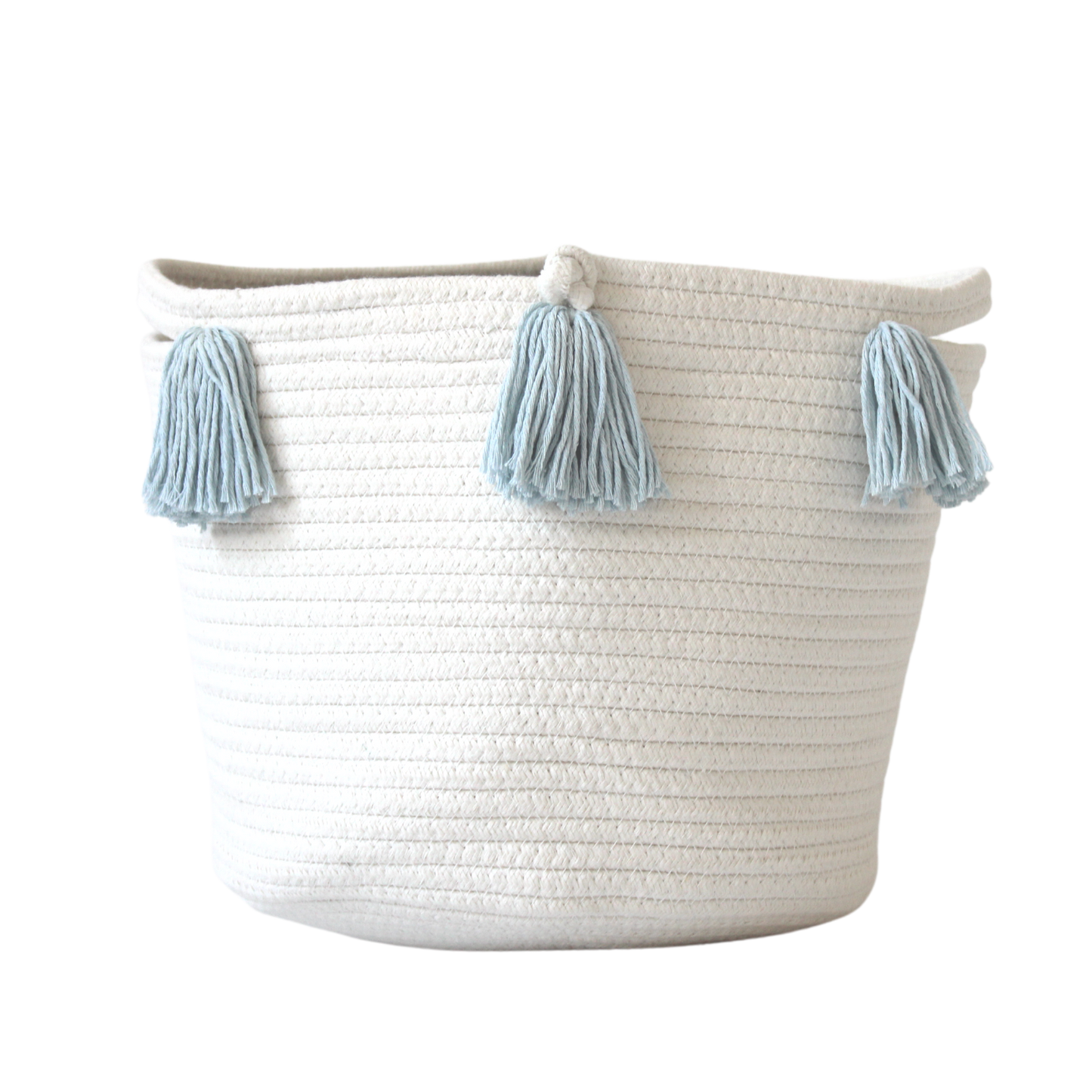 Sky Blue Tassel Basket - Medium