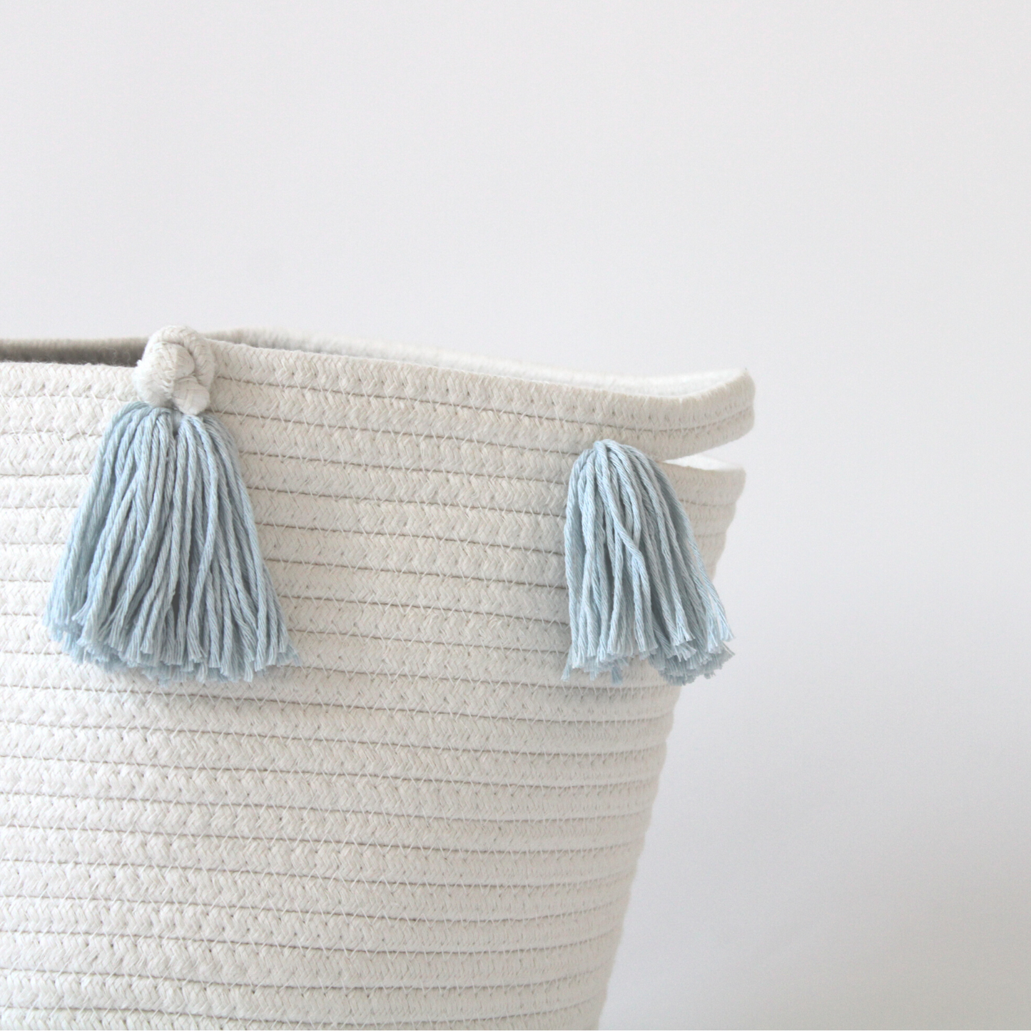 Sky Blue Tassel Basket - Medium