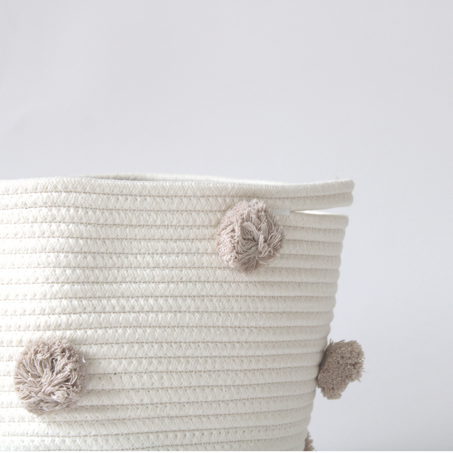 Taupe Pom Basket - Medium