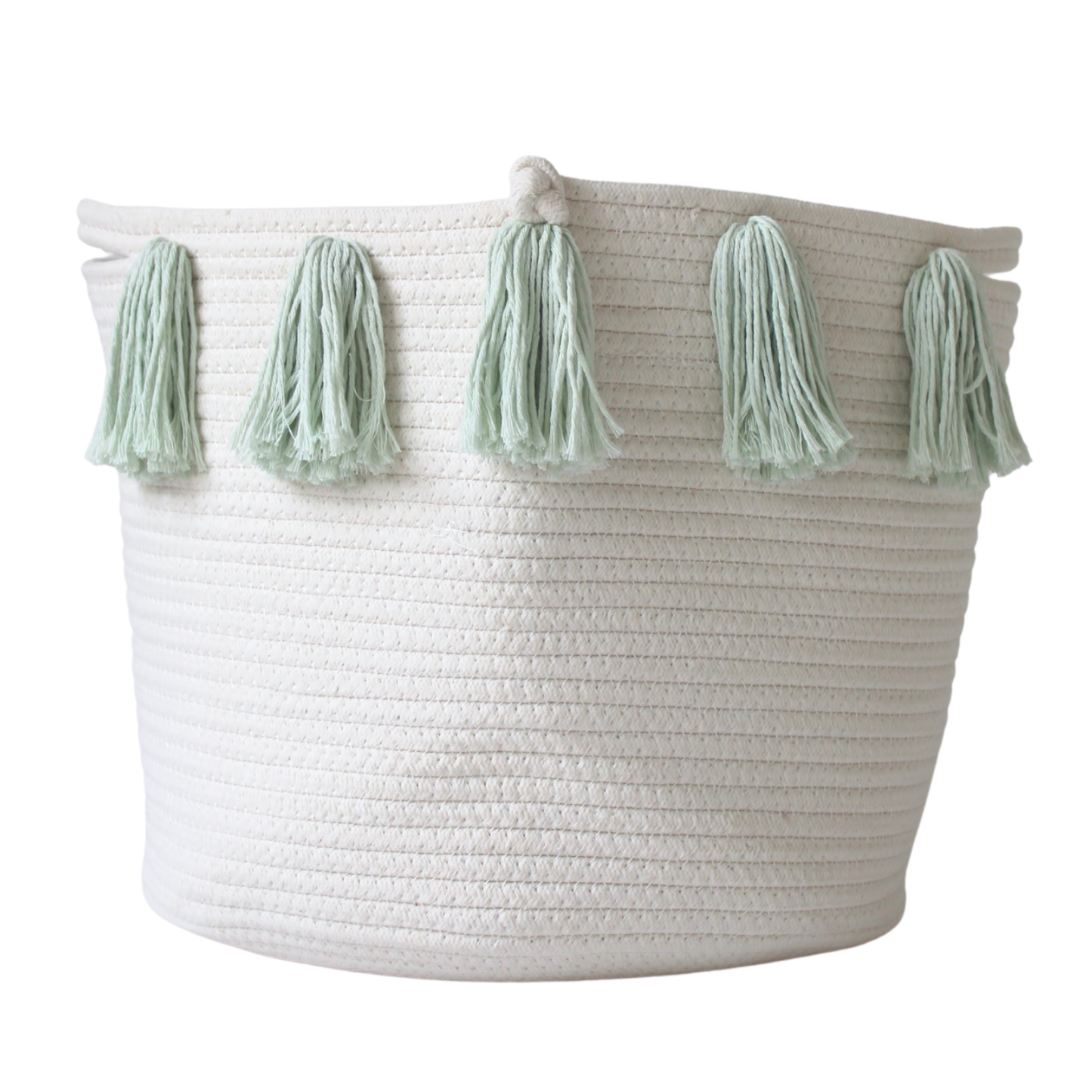 Mint Tassel Basket - Large