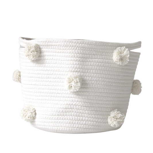 Natural Pom Basket - Medium