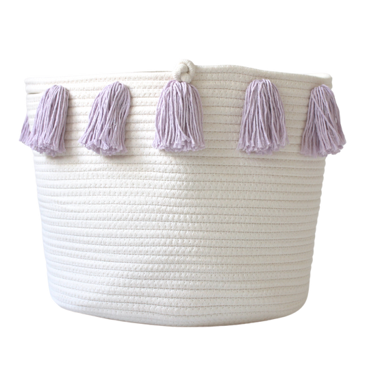 Lilac Tassel Basket - Large