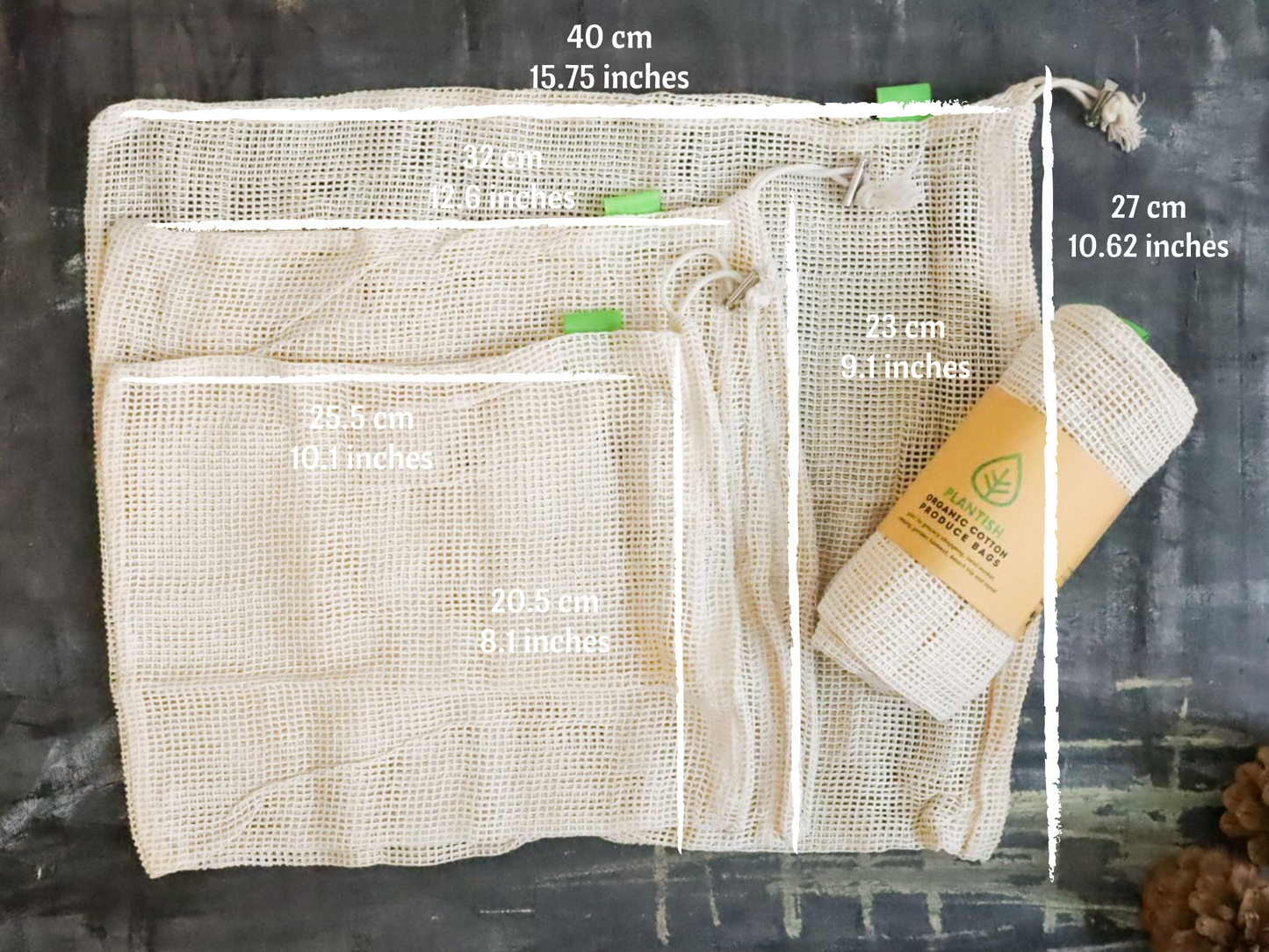 Set of 3 Organic Cotton Produce Bags